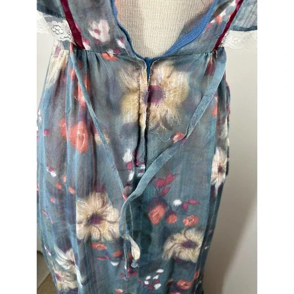 Vintage Candi Jones California Floral Prairie Maxi Dress Cottagecore Blue XS - Picture 8 of 10
